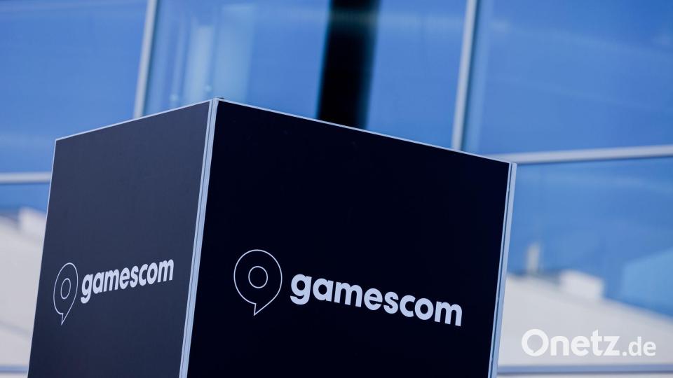 Das Logo der Gamescom steht an einem Eingang der Kölner Messe. Bild: Rolf Vennenbernd/dpa