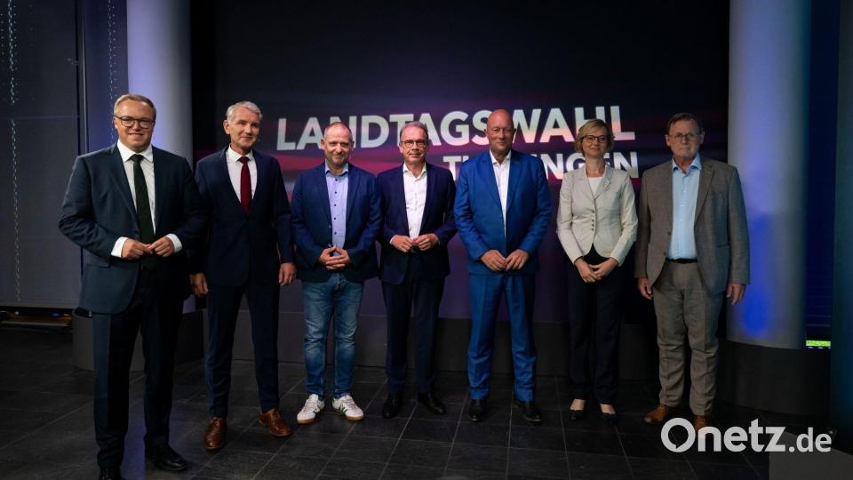 Immer wieder treffen die Spitzekandidaten im Wahlkampf aufeinander. (Archivbild) Bild: Jacob Schröter/dpa