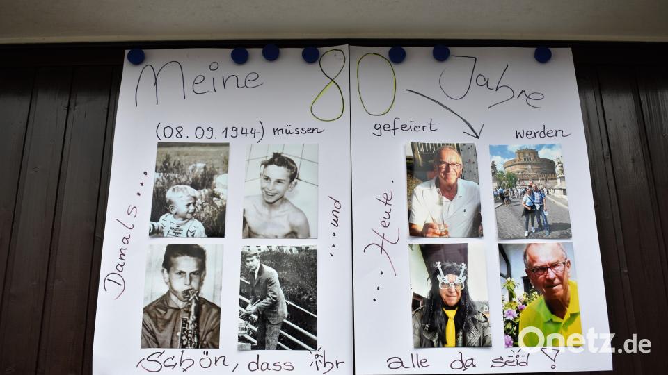 Wie sich Reinhold Müller im Laufe von 80 Jahren veränderte, war am Garagentor sichtbar. Bild: rgr