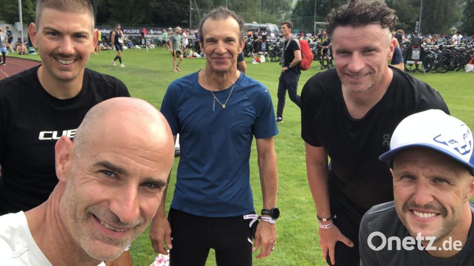 Laface-Sportler beim Ironman Zell am See 2024 (von links): Johannes Stauber, Walter Arnold, Lothar Richthammer, Florian Arnold und Jürgen Weiß. Bild: Walter Anrold