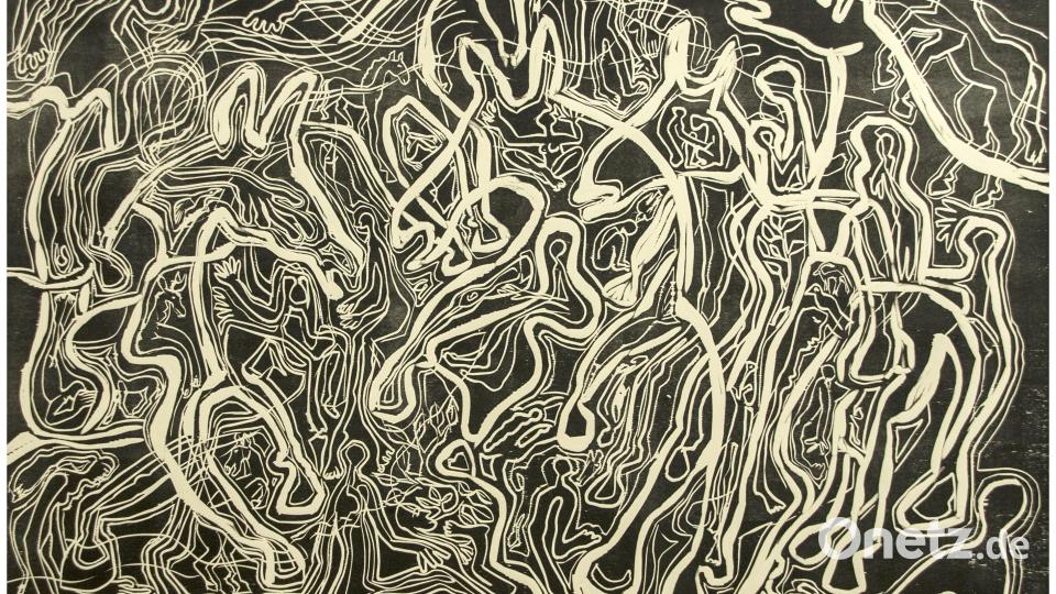 Uccello-Variationen, Holzschnitt, Unikat, 2024, 90x125 cm Bild: Jeff Beer/exb