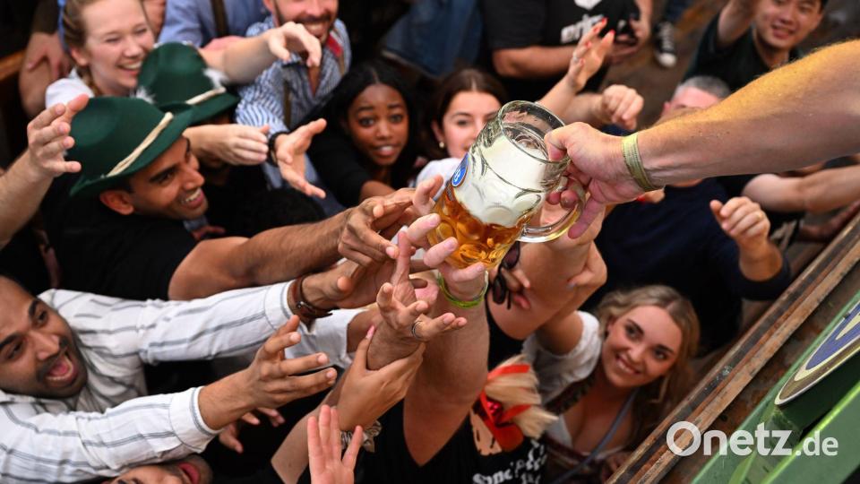Run auf die Bierkrüge. Bild: Felix Hörhager/dpa