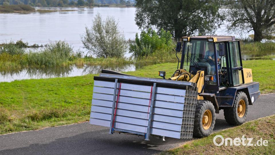 In Ratzdorf ist heute mit Hochwasser-Alarmstufe 4 zu rechnen. Bild: Patrick Pleul/dpa