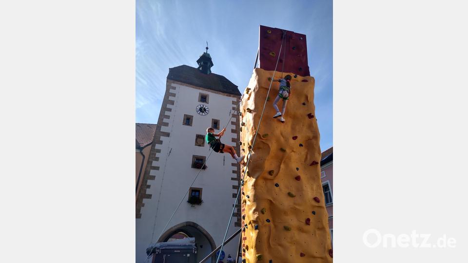 Im Angesicht des Vogelturms geht es für die Kinder und Jugendlichen hoch hinaus am Kletterturm. Bild: Stefanie Gradl