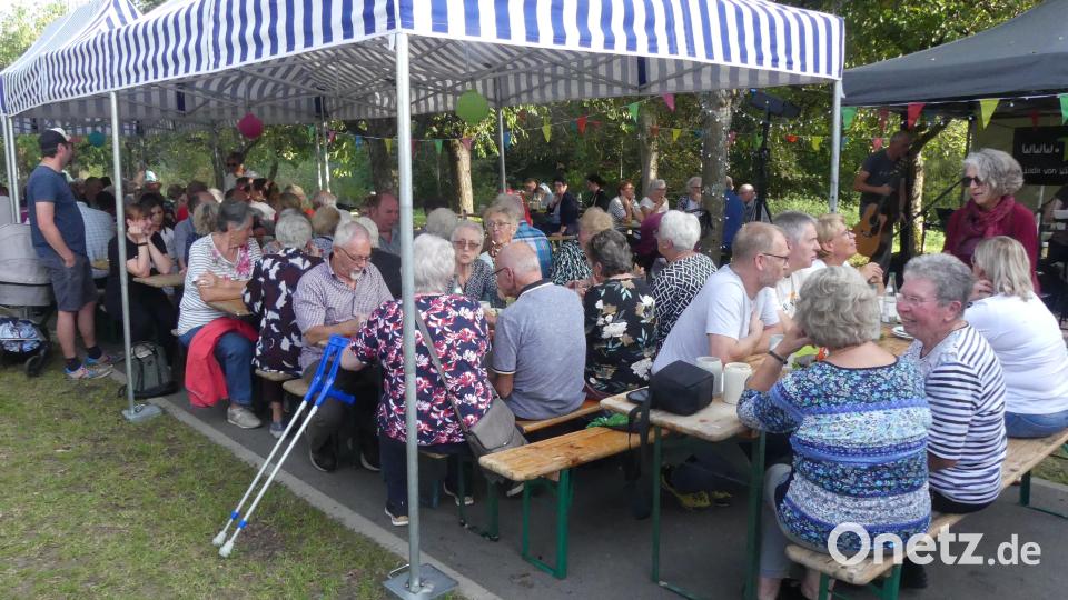An langen Tischreihen genossen die Besucher das Vereinsjubiläum. Bild: rn