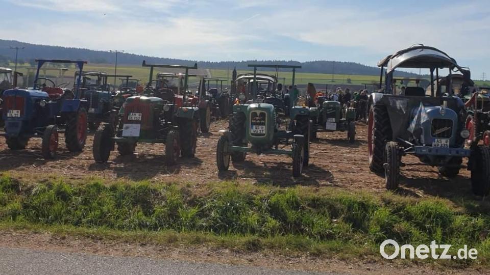 Parallel zum Tag der offenen Biogasanlage findet anlässlich des 25-jährigen Bestehens der Schlepperfreunde Weiher eine Bulldog-Oldtimerausstellung. Die rund 70 fein herausgeputzten Traktoren finden zahlreiche Bewunderer. Bild: u