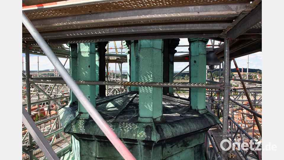 Blick auf die sogenannte Laterne oberhalb der Turmhaube. Bild: Wolfgang Steinbacher