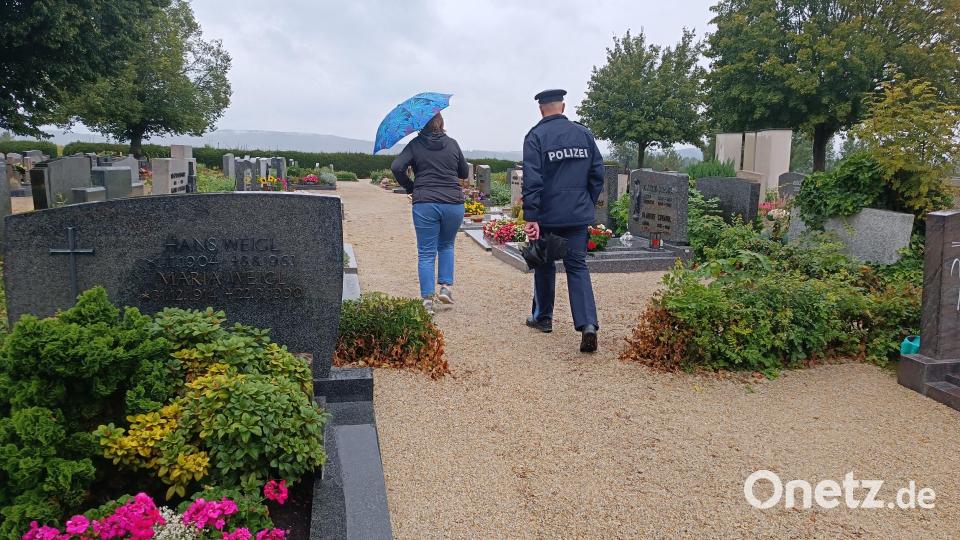 Die Polizei sieht sich die Beschädigungen vor Ort an. Bild: nic