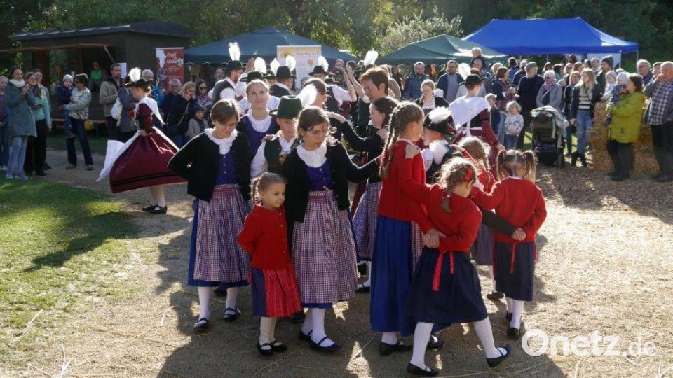 D&#039;Haidnaabtaler aus Trabitz kamen mit ihrer Kindertanz- und Erwachsenengruppe und zeigten bodenständigen Volkstanz. Bild: exb; Heimat- und Trachtenverein/Josef Leipold