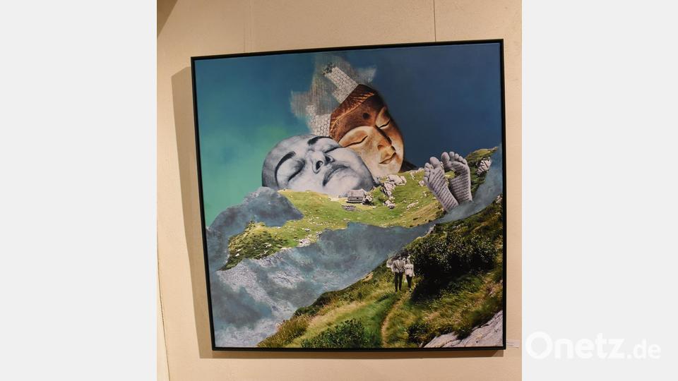 In der Ausstellung dabei sind Collagen von Roswita Müller, die durch die geschickte Kombination von Farben und Elementen neue Sichtweisen auf Landschaften eröffnet. Bild: nag