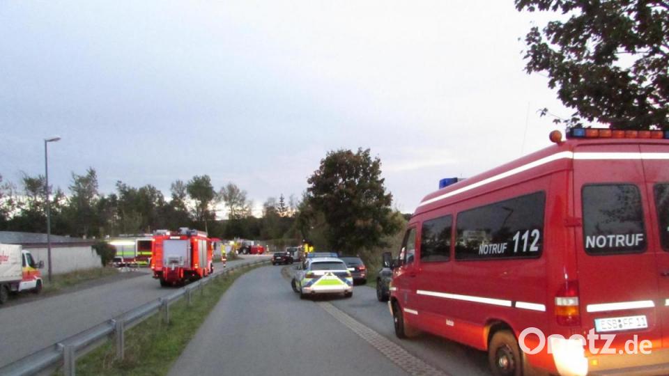 Wegen des Brandes in einem Abfallentsorgungsbetrieb in Steinfels wurde Katastrophenalarm ausgelöst. Bild: sei
