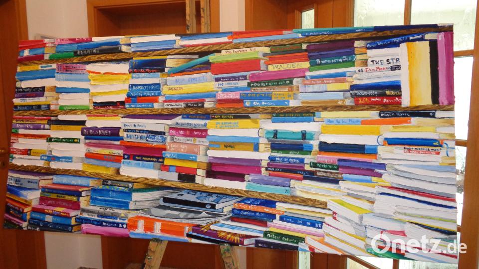 Hier Katharina Gierlachs Bild &quot;Bücherwand&quot;. Bild: amö