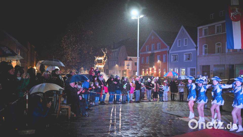 Rund 250 Zuschauer säumten trotz nasskaltem Wetter und Nieselregen den Marktplatz bei der Inthronisation der Faschingsprinzenpaare der Session 2024/2005. Bild: u