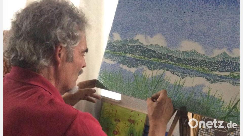 Walter Wißmath an der Staffelei. Der gebürtige Nürnberger, der lange in Amberg lebte, war ein Meister des &quot;Pointillismus&quot;. Bild: Hermann Stepper