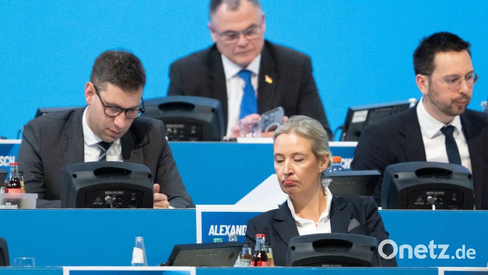Alice Weidel, wird in Riesa zur Kanzlerkandidatin der AfD bestimmt. Bild: Sebastian Kahnert/dpa