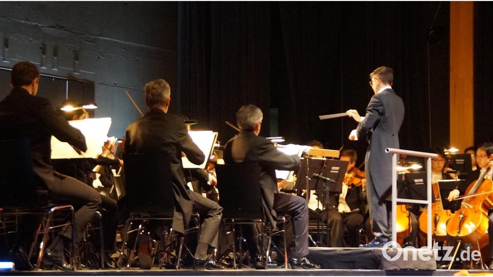 Die Hofer Symphoniker mit ihrem Dirigenten Michael Konstantin begeistern beim Neujahrskonzert. Bild: wel