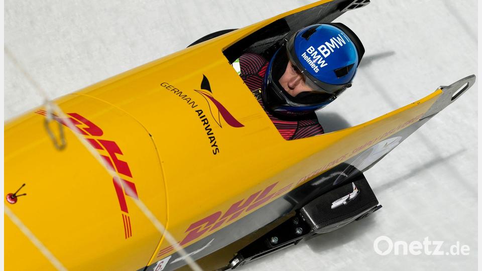 Laura Nolte hat ihren zweiten EM-Titel im Monobob gewonnen. Bild: Matthias Schrader/AP/dpa