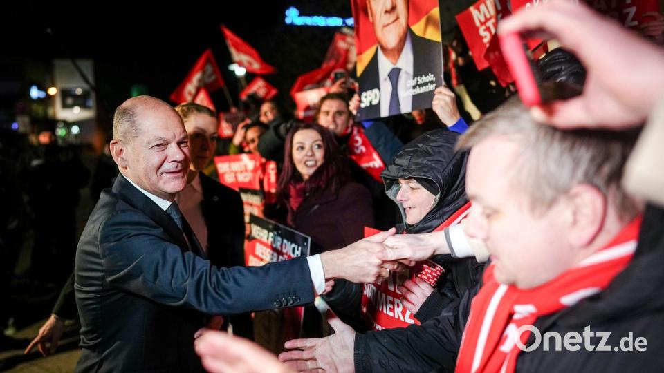 Für Scholz gilt das TV-Duell als eine der letzten Chancen, in den Umfragen Boden gut zu machen. Bild: Kay Nietfeld/dpa