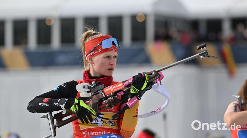Die erst 19-jährige Julia Tannheimer zeigt in ihrer ersten WM-Staffel eine starke Leistung. Bild: Martin Schutt/dpa