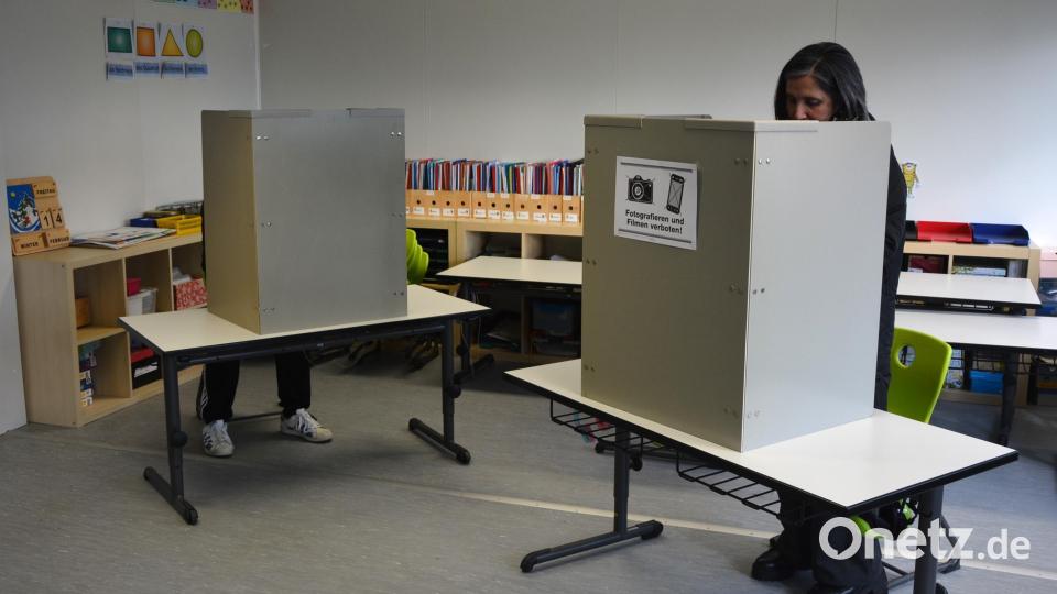 Wahlkabinen in Waldershof. Bild: jr