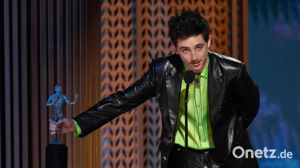 Timothee Chalamet wurde bester Hauptdarsteller für seine Verkörperung von Bob Dylan. Bild: Chris Pizzello/Invision via AP/dpa