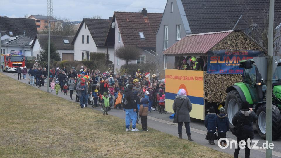 Der Kinderfaschingszug durch die Straßen von Irchenrieth zum DJK-Sportheim. Bild: fz