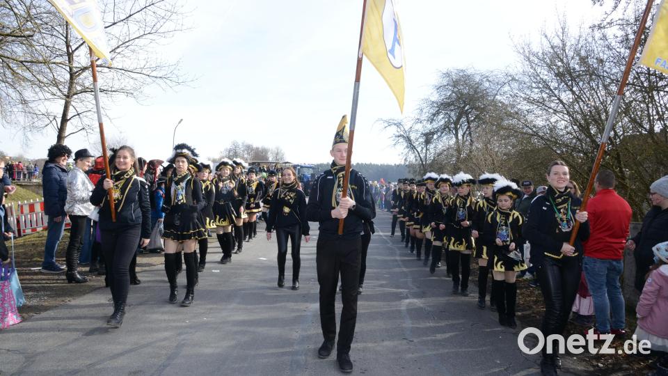 Der Faschingsverein Pressath hatte gleich eine ordentliche Fahnenabordnung mitgebracht. Bild: bey