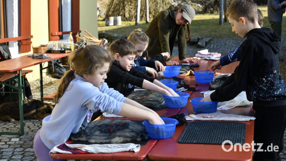 Von der Schafswolle zur handgefertigten Spukgestalt aus Naturfilz. Wie das funktionierte, lernten 18 begeisterte Kinder bei einem Aktionstag der Gesellschaft Steinwaldia Pullenreuth. Bild: Helmut Greger/exb
