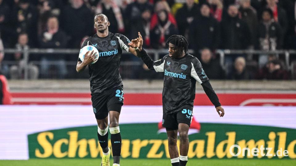 Später Jubel: Leverkusen gewinnt in Stuttgart. Bild: Harry Langer/dpa