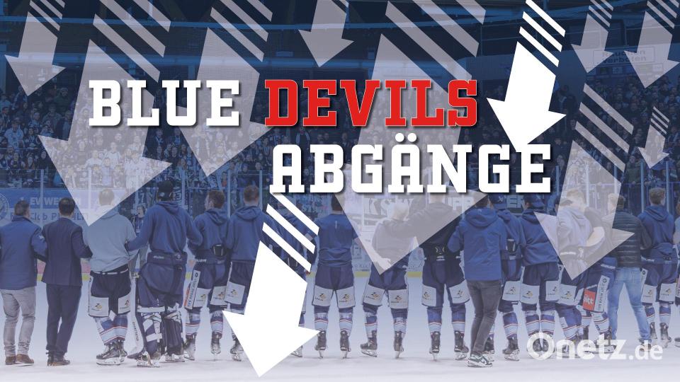 Die Blue Devils Weiden haben bekanntgegeben, welche Spieler den Verein nach dieser Saison verlassen werden. Grafik: Marina Gube/ Werner Moller