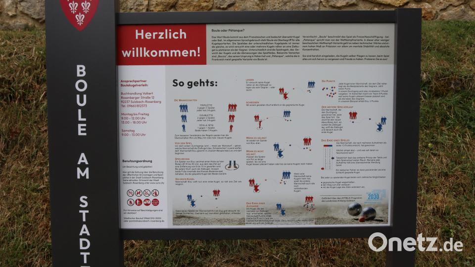 Eine Informationstafel erklärt die Spielregelen in Schrift und Bild. Bild: mfh