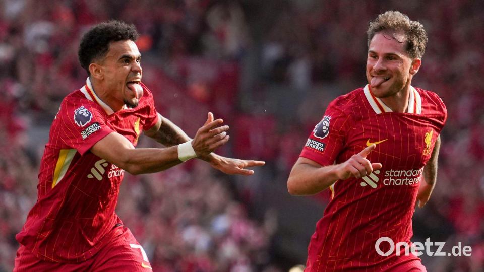 Luis Diaz und Alexis Mac Allister schossen Liverpool in Anfield zum Titel. Bild: Jon Super/AP/dpa