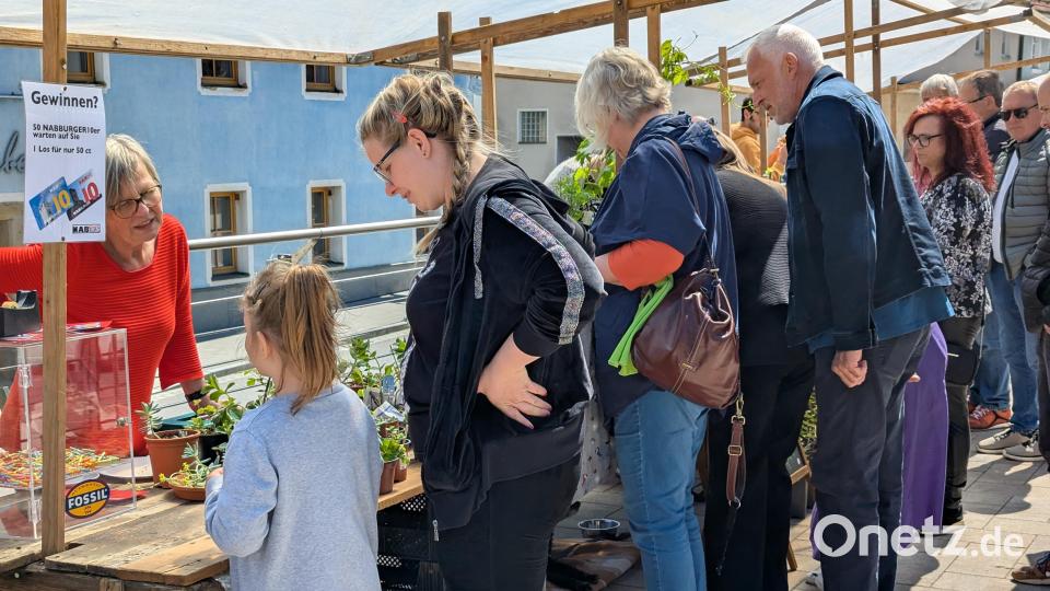 Viel Betrieb herrscht zum Markt in Nabburg auf dem Sparkassen-Vorplatz. Bild: wrl