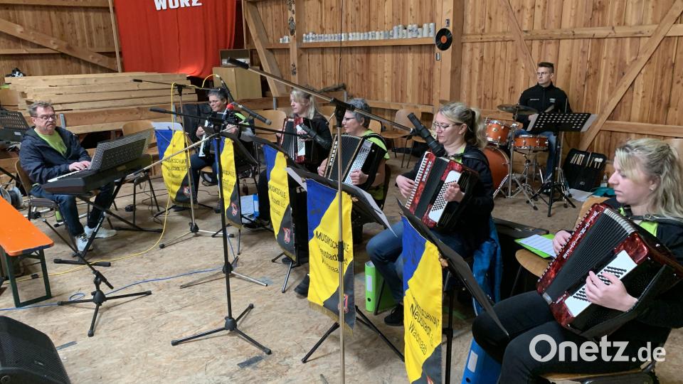 Auch das Akkordeon-Orchester unter der Regie von Jürgen Eckert (links) trat auf. Bild: tok