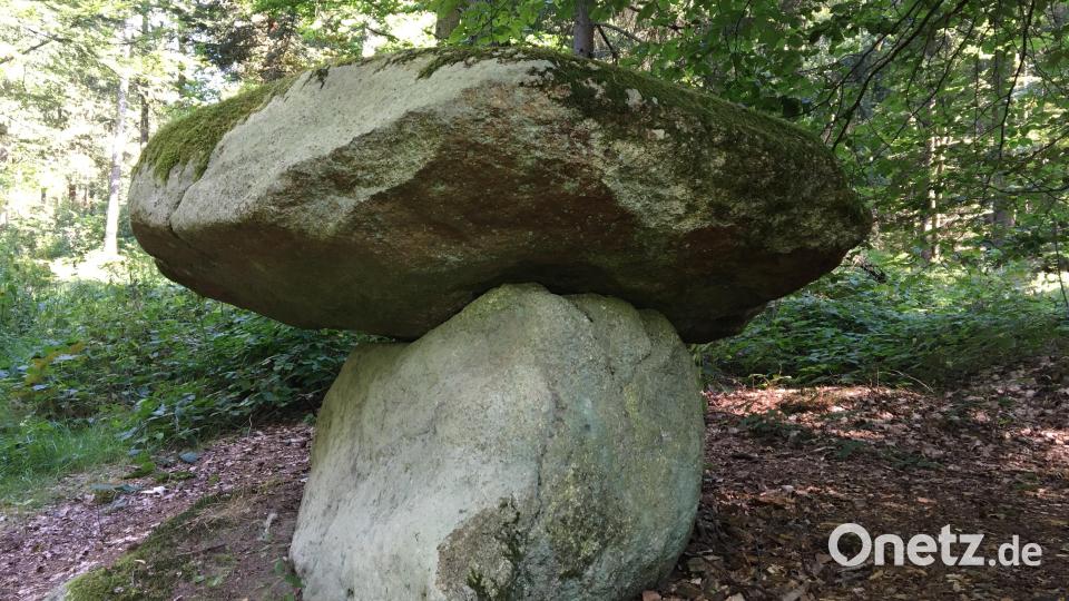 Der "Steinpilz-Felsen" steht am Wegrand und sieht wie ein überdimensionaler Pilz aus. Bild: Hohlheimer