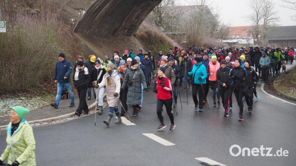 Die Läufer vorneweg und dahinter reihten sich die Walker und Wanderer ein. Bild: wmi
