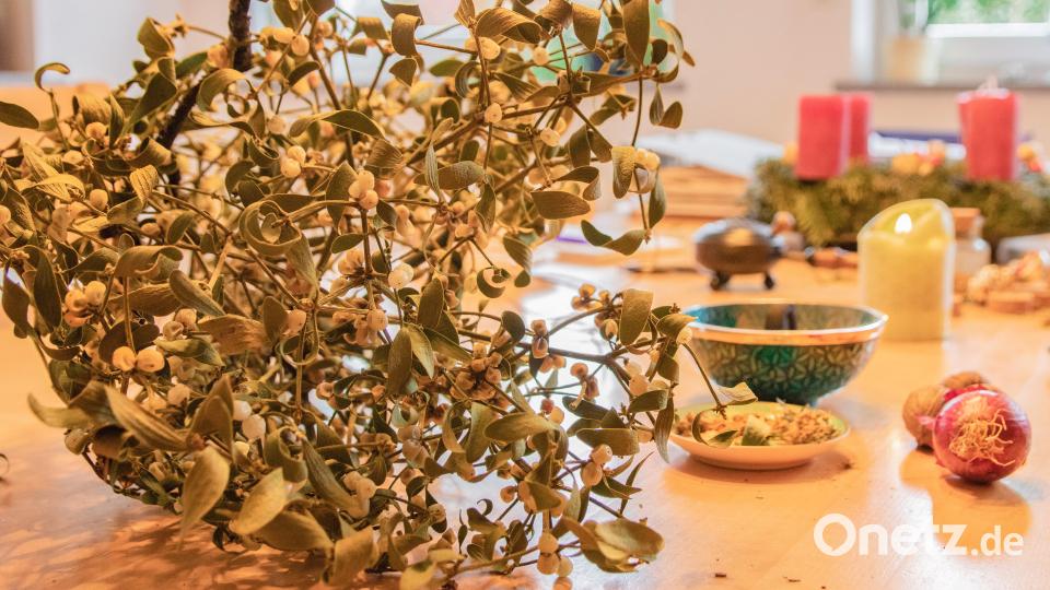 Für die Zeit zwischen den Jahren holt sich Sandra Scherbl gerne einen Mistelzweig ins Haus. Und auch eine Zwiebel kommt zum Einsatz: Sie ist Grundlage für ein Wetter- und Gesundheitsorakel. Bild: Susanne Forster