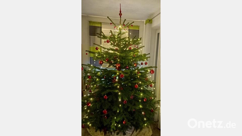 Der große Christbaum im Wohnzimmer der Familie Strunz aus Flossenbürg. Bild: Manuela Strunz
