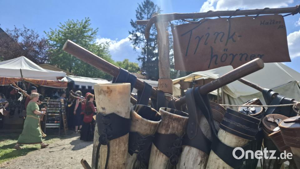 Wer sie nicht schon mitgebracht hat, bekommt auch Trinkhörner. Bild: jua