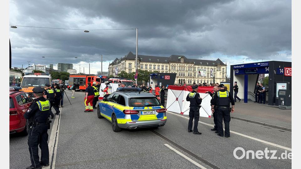 Großeinsatz von Polizei und Rettungskräften am Hamburger Hauptbahnhof. Bild: Steven Hutchings/dpa