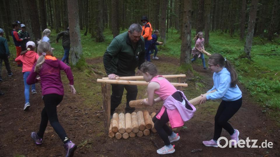 Die Mädchen der Grundschule Oberbibrach laufen Tempo beim Sterschlichten. Bild: fz