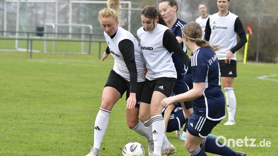 Anne Wagner (links) und Marie Karpf (zweite von links) sind eigentlich Feldspielerinnen, mussten aber in der letzten Saison im Tor vom TSV Theuern aushelfen. Archivbild: Hubert Ziegler