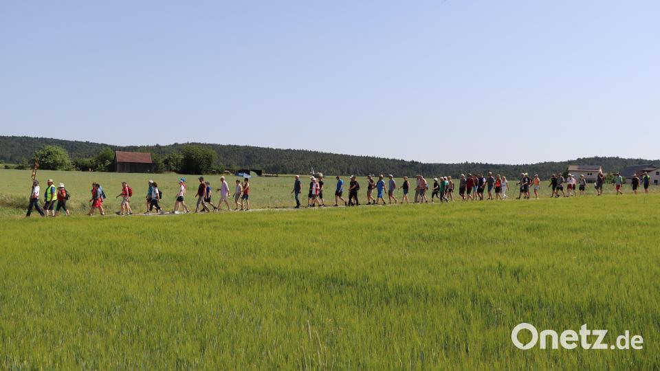 55 Gläubige der Pfarrei Rieden machten sich auf den Weg zum 30 Kilometer entfernten Wallfahrtsort Habsberg. Bild: mrr