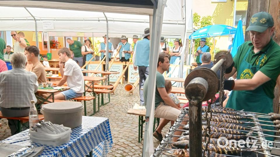 Auf offenem Holzkohlefeuer gegrillte Makrelen waren beim Fest der Fischerfreunde Neuhaus-Windischeschenbach sehr gefragt. Bild: Reinhard Sertl