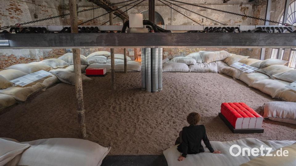 Ein Blick auf den Siegerbeitrag bei der Architektur-Biennale in Venedig. Die Bodenkonstruktion kommt aus Mitterteich Bild: Ishaq Madan