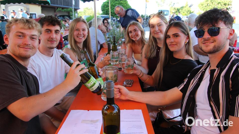 Noah Engl (links) und seinen Freunden gefiel es sichtlich auf dem Weinfest des SC Stein. Bild: kro