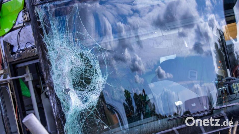 Zwei Busfahrer waren laut Polizei an Bord. Bild: Jens Büttner/dpa