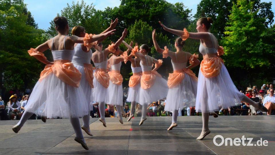 Das B.I.S. Ballett verzauberte am Sonntagnachmittag bei angenehmen sommerlichen Temperaturen im Max-Reger-Park rund 500 Besucher der Weidener Sommerserenade. Bild: Kunz
