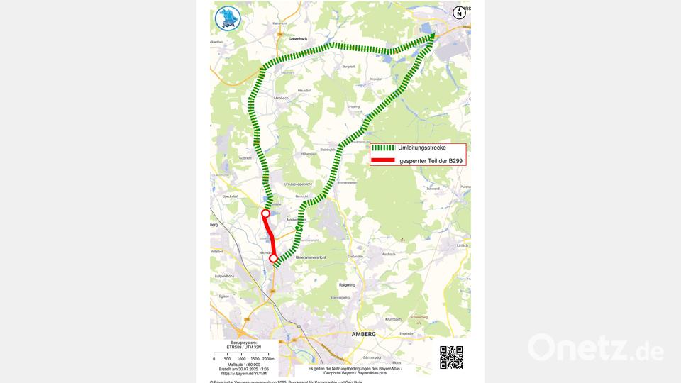 Die Umleitungsstrecke. Bild: Staatliches Bauamt Amberg-Sulzbach