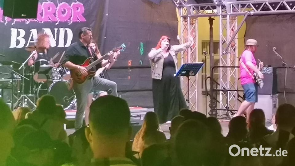 &quot;Die kleine Horrorband&quot; mit Landrat Thomas Ebeling an der Gitarre und Sängerin Stefanie Meier. Bild: amö